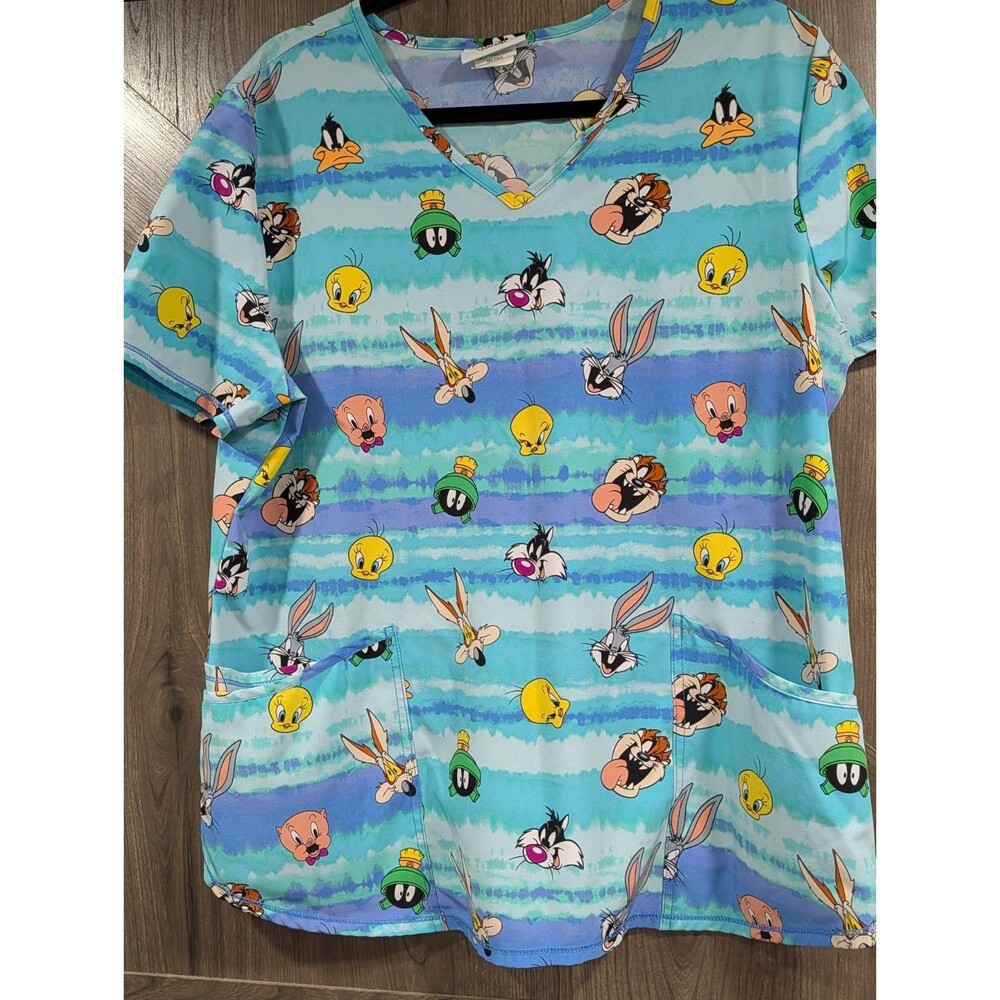 Looney Tunes Women's Scrub Top Size Large